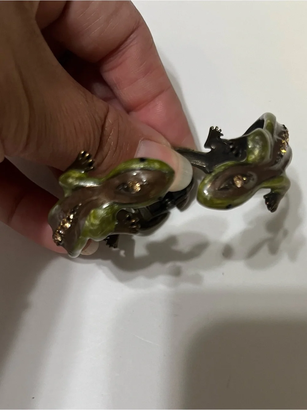 Chico's Green and Brown Lizard Bracelet with Gold Accents